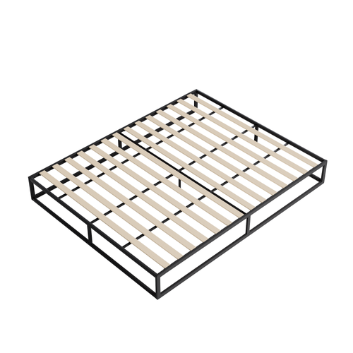 Lit 90 x 190 cm, cadre en acier, lattes en bois