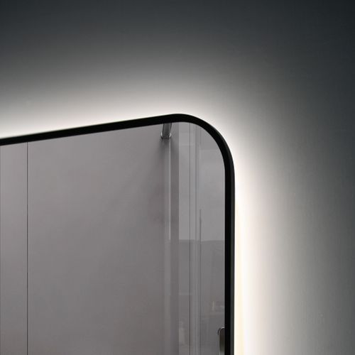 Miroir De Salle De Bain LED à Luminosité Variable 50x70cm Avec Cadre En Aluminium Noir