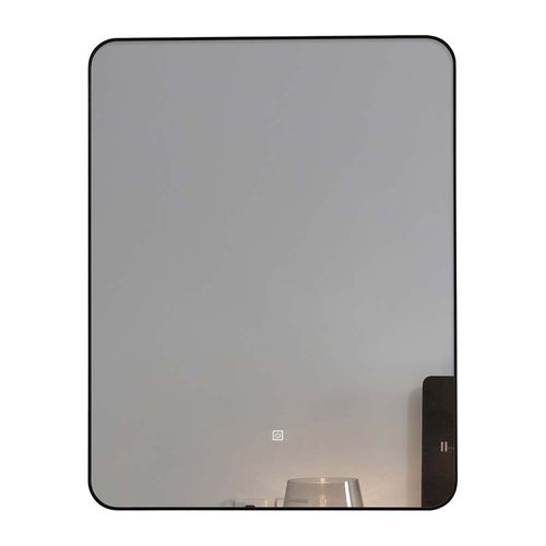 Miroir De Salle De Bain LED à Luminosité Variable 50x70cm Avec Cadre En Aluminium Noir