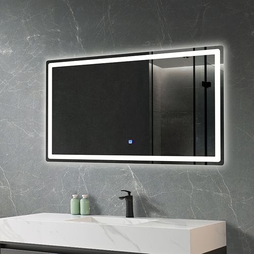 Miroir De Salle De Bain LED 120x60cm Anti Buée Et LED 3 Couleurs Rectangulaire