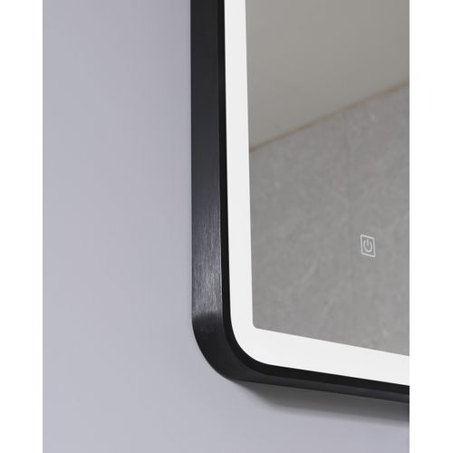 Miroir Salle De Bain LED 60x80cm Avec Cadre En Aluminium Noir Et Loupe Grossissante X3