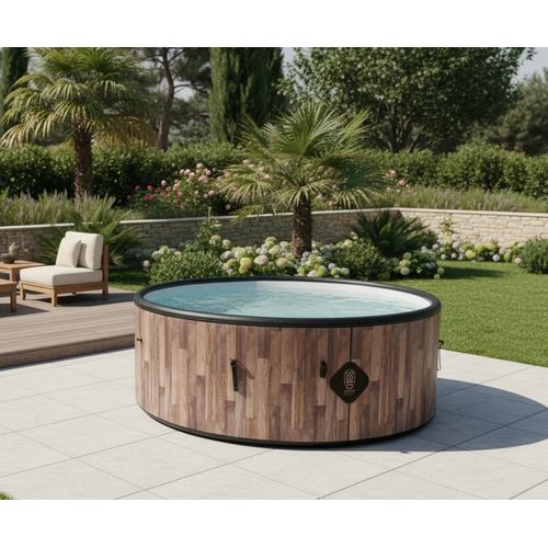 Coco Bain Piscine Fidji - 180cm De Diamètre - 1200litres - Imitation Bois Véritable