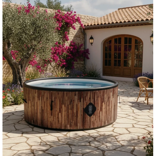Coco Bain Piscine St Tropez - Pisicne Hors Sol 180cm De Diamètre - 1200litres - Imitation Bois
