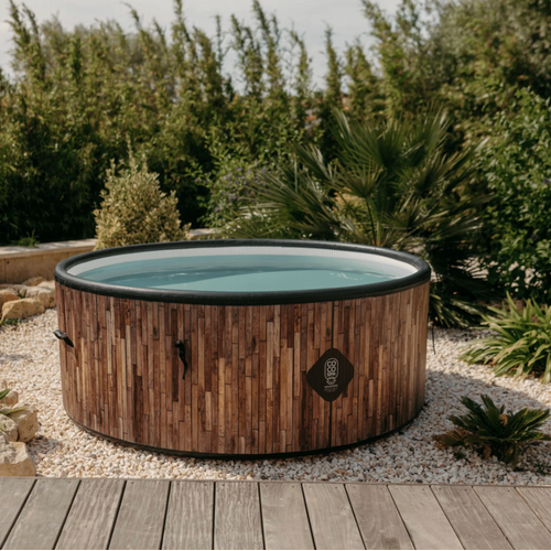 Coco Bain Piscine St Tropez - Pisicne Hors Sol 180cm De Diamètre - 1200litres - Imitation Bois