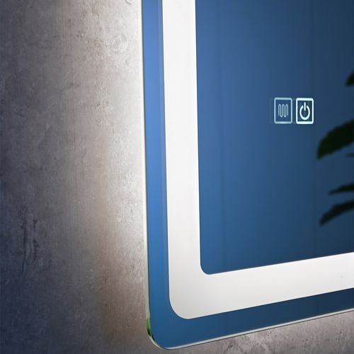 Miroir De Salle De Bain LED 120x60cm Anti Buée Avec Cadre En Aluminium Noir