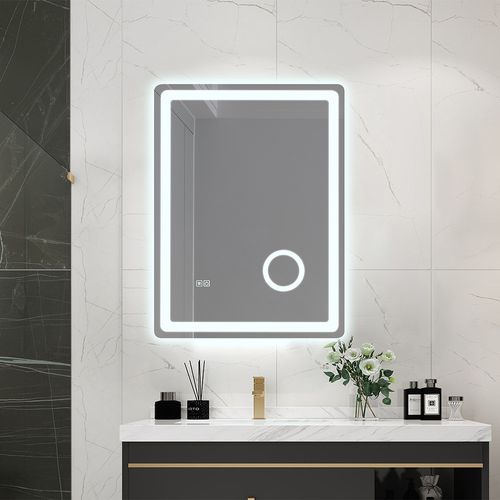 Miroir De Salle De Bain LED 120x60cm Anti Buée Avec Cadre En Aluminium Noir