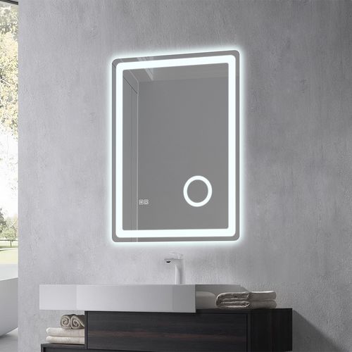 Miroir De Salle De Bain LED 120x60cm Anti Buée Avec Cadre En Aluminium Noir