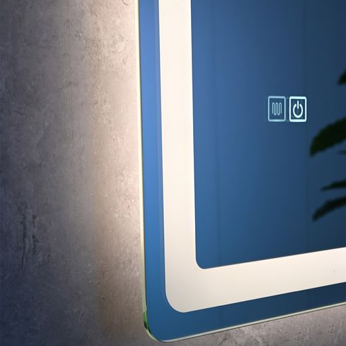 Miroir De Salle De Bain LED 120x60cm Anti Buée Avec Cadre En Aluminium Noir