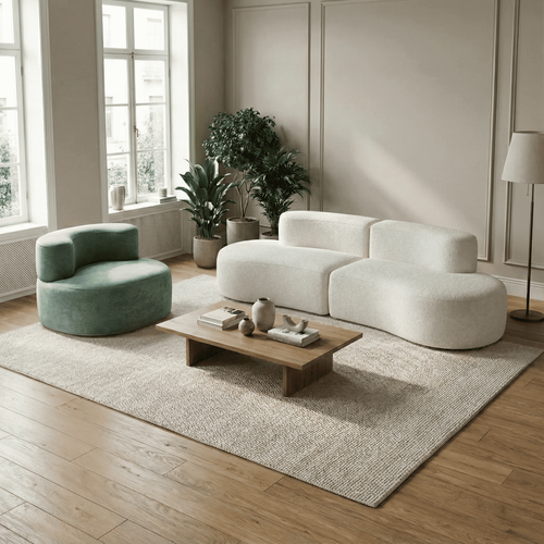 Pack Lounge Canapé Et Fauteuil - Blanc Et Sauge