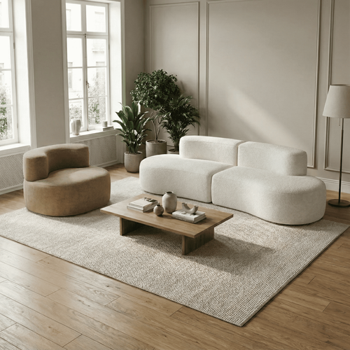 Pack Lounge Canapé Et Fauteuil - Blanc Et Sable