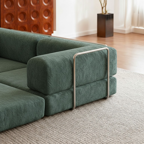 Canapé Kaia Convertible Salon Séjour Dépliable 2 places Vert Blanc