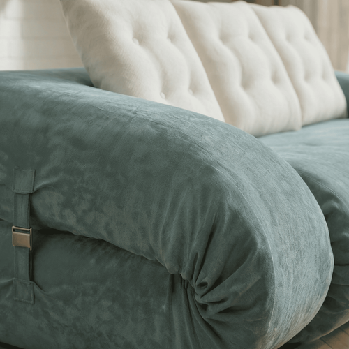 Canapé convertible Salon Modulable Dépliable Okoa 2 Places Vert Blanc