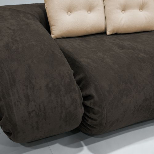 Canapé convertible Salon Modulable Dépliable Okoa 2 Places Marron Beige