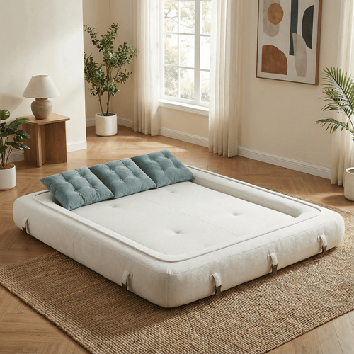 Canapé convertible Salon Modulable Dépliable Okoa 2 Places Blanc Vert