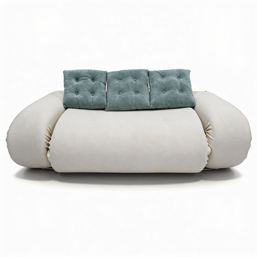 Canapé convertible Salon Modulable Dépliable Okoa 2 Places Blanc Vert