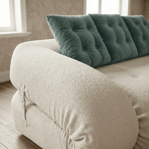 Canapé convertible Salon Modulable Dépliable Okoa 2 Places Blanc Vert