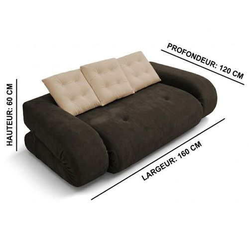 Canapé convertible Salon Modulable Dépliable Okoa 2 Places Blanc Vert