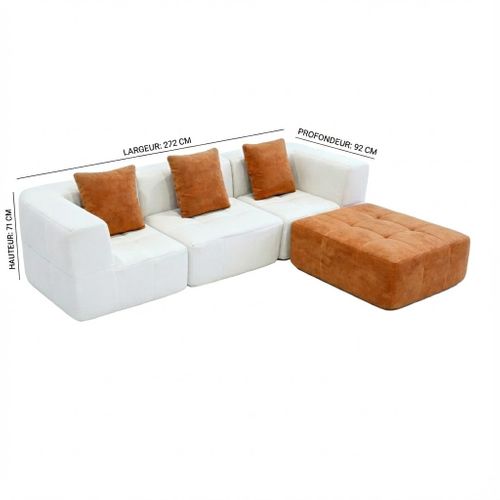 Canapé modulable compressé convertible Eden Complet 3 places Vert Sauge Blanc