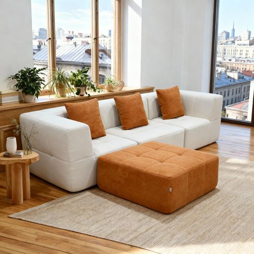 Canapé modulable compressé convertible Eden Complet 3 places Blanc Orange