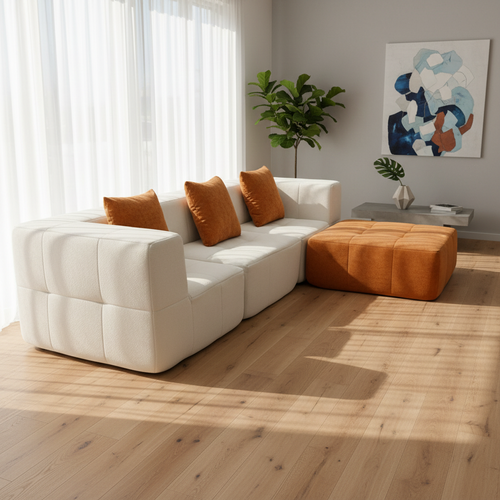 Canapé modulable compressé convertible Eden Complet 3 places Blanc Orange