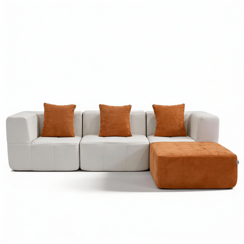 Canapé modulable compressé convertible Eden Complet 3 places Blanc Orange