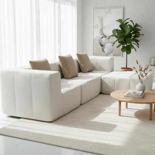 Canapé modulable compressé convertible Eden Complet 3 places Blanc