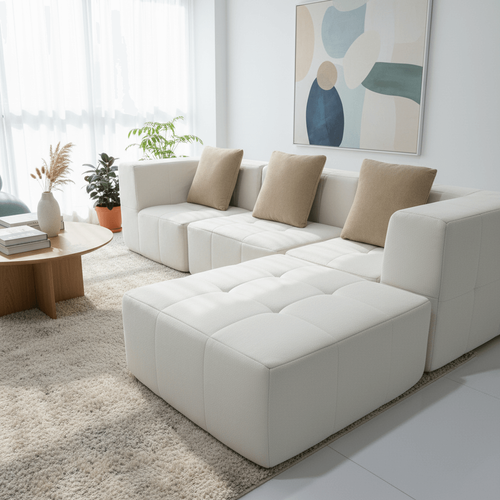 Canapé modulable compressé convertible Eden Complet 3 places Blanc