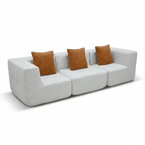 Canapé fixe compressé Eden Simple 3 places Blanc Orange