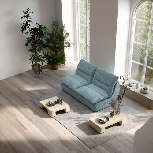 Canapé compressé Salon Séjour Nuvia Double 2 places Vert sauge