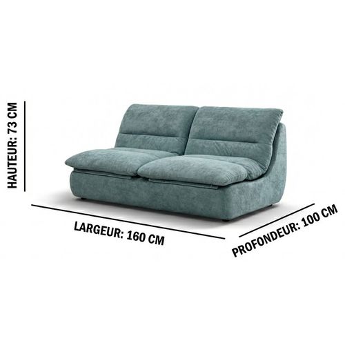 Canapé compressé Salon Séjour Nuvia Double 2 places Marron chocolat