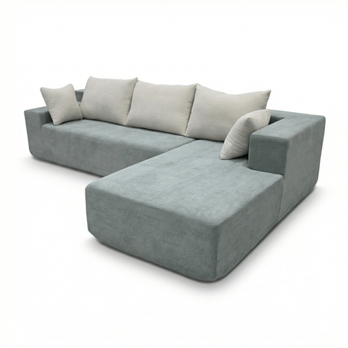 Canapé angle fixe Compressé Luna 3 places design Vert Blanc Droite