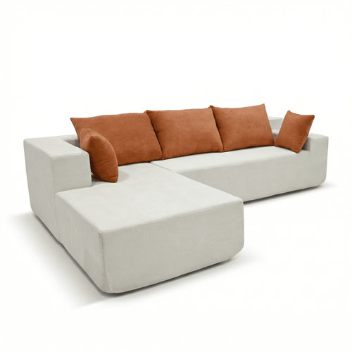 Canapé De Salon  Compressé Luna 3 Places - Blanc Orange Gauche