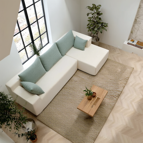 Canapé angle fixe Compressé Luna 3 places design Blanc Vert Droite