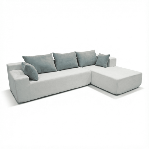 Canapé angle fixe Compressé Luna 3 places design Blanc Vert Gauche