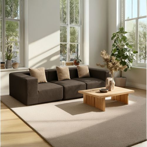 Canapé fixe compressé design Pure 3 places Marron Beige