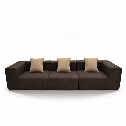 Canapé fixe compressé design Pure 3 places Marron Beige