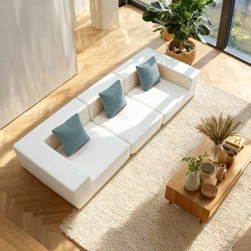 Canapé fixe compressé design Pure 3 places Blanc Vert