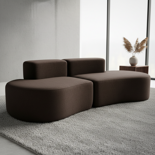 Canapé compressé Fixe Lounge Double 2 places Marron foncé