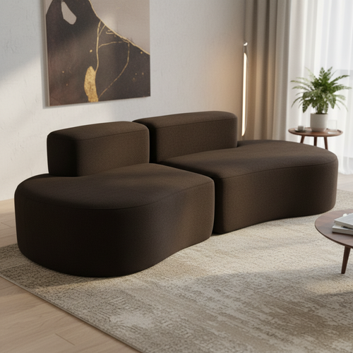 Canapé compressé Fixe Lounge Double 2 places Marron foncé