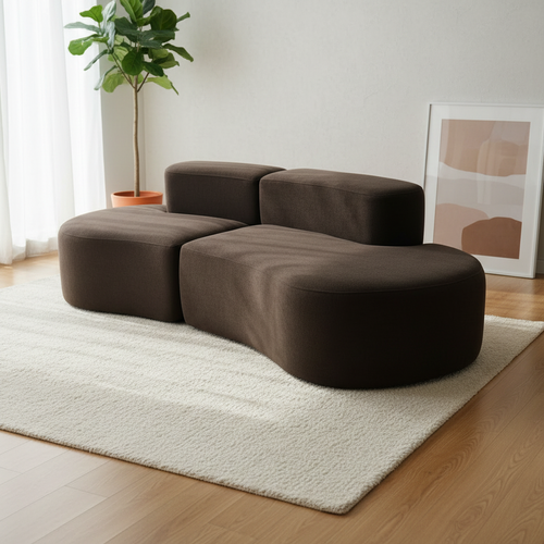 Canapé compressé Fixe Lounge Double 2 places Marron foncé