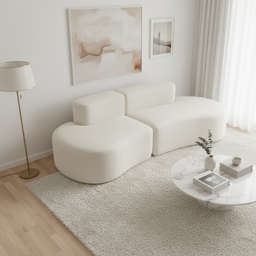 Canapé compressé Fixe Lounge Double 2 places Blanc