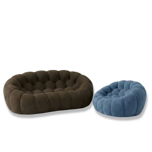 Pack Cocoon Canapé compressé Chocolat + Fauteuil - Bleu
