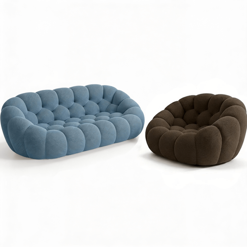 Pack Cocoon compressé Canapé Bleu + Fauteuil - Chocolat