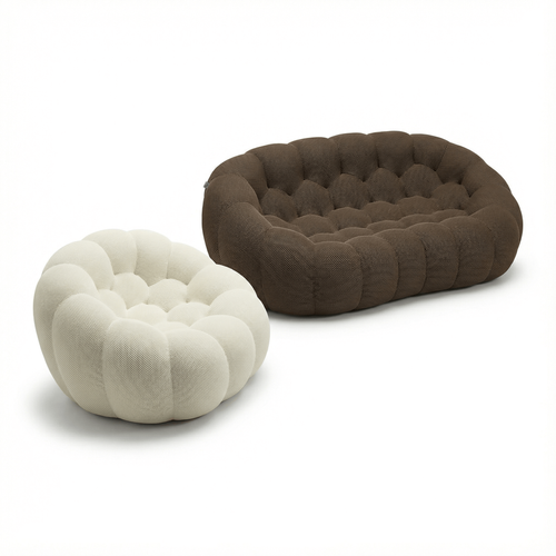 Pack Cocoon Canapé compressé Chocolat + Fauteuil - Blanc