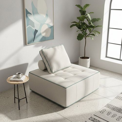 Fauteuil  Compressé Zen 1 Place - Blanc Et Sauge