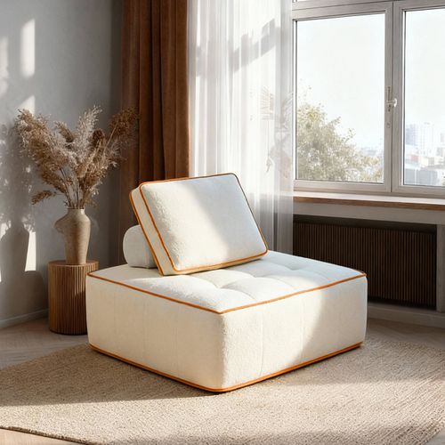 Fauteuil  Compressé Zen 1 Place - Blanc Et Orange