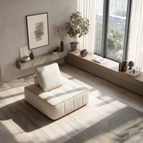 Fauteuil  Compressé Zen 1 Place - Blanc Et Orange