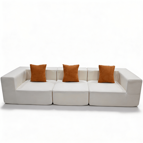 Canapé fixe compressé design Pure 3 places Blanc Orange