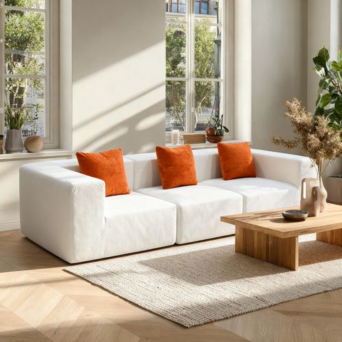 Canapé fixe compressé design Pure 3 places Blanc Orange