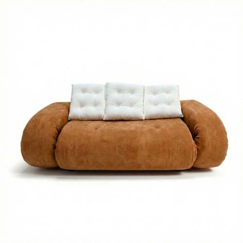 Canapé convertible compressé Salon Modulable Dépliable Okoa 2 Places Orange Blanc